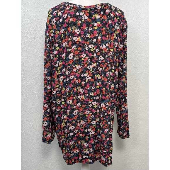 LANE BRYANT Womens Plus 18/20 Neon Floral Gathered Waist Lightweight SWEATER EUC - Picture 2 of 6